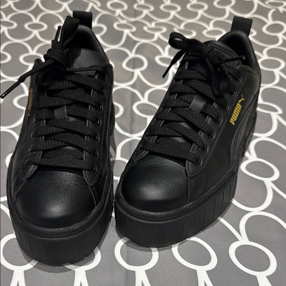 PUMA Women's Black on Black Mayze Platform Sneakers